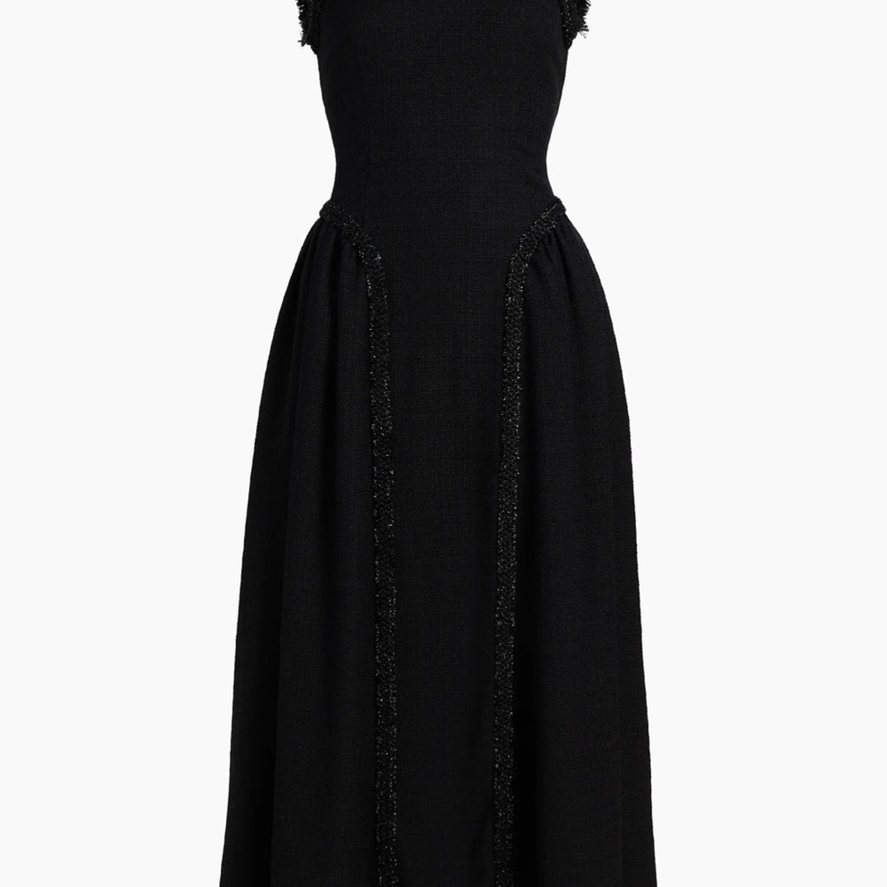 Self Portrait Black Bouclé Sleeveless Midi Dress US2 | Elegant NWOT - Picture 2 of 7